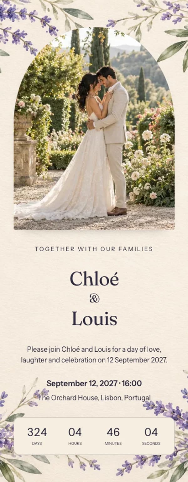 Preview of the invitation website