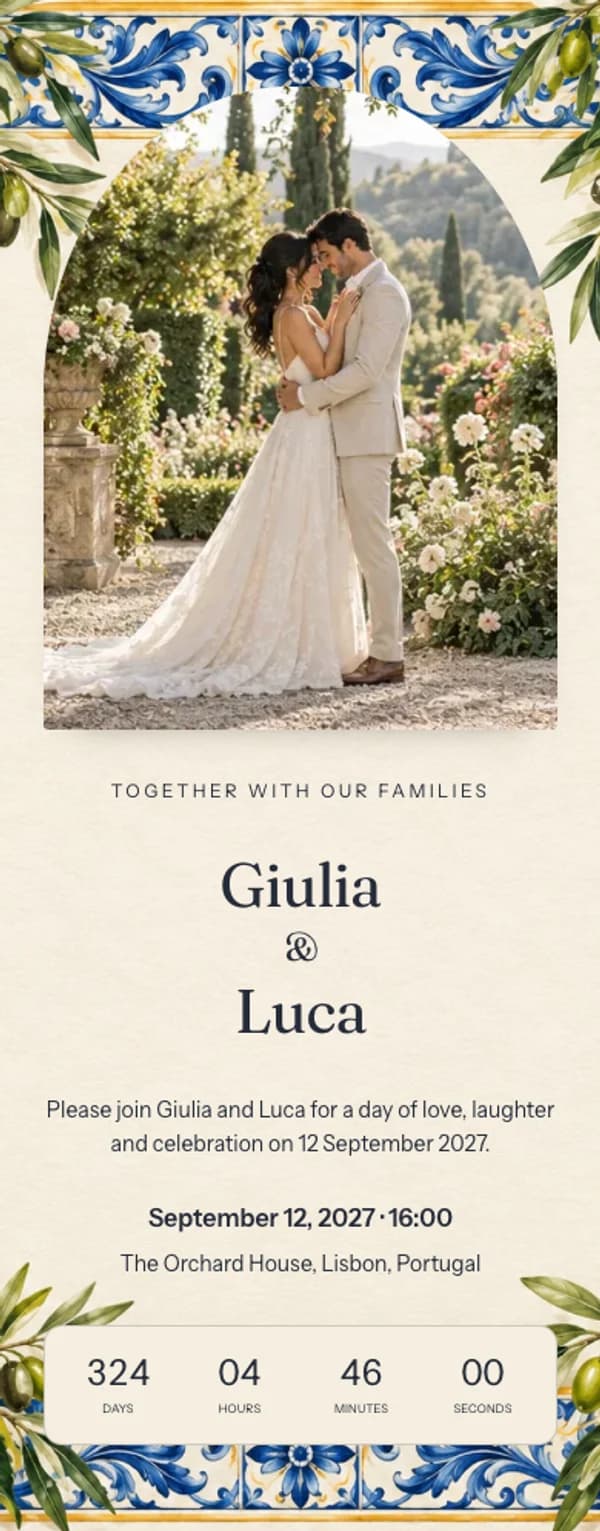 Preview of the invitation website